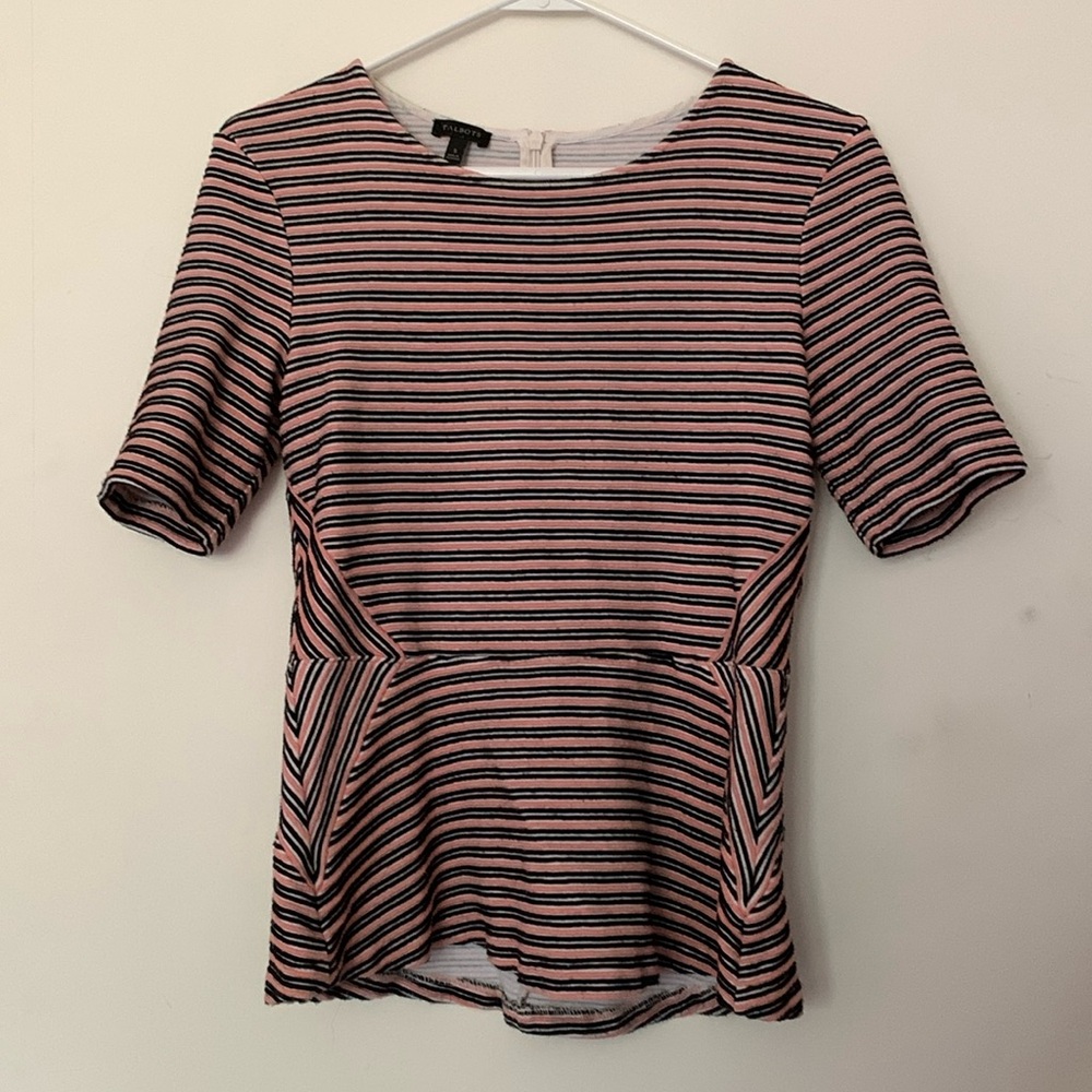 Pink Stripe Peplum Top